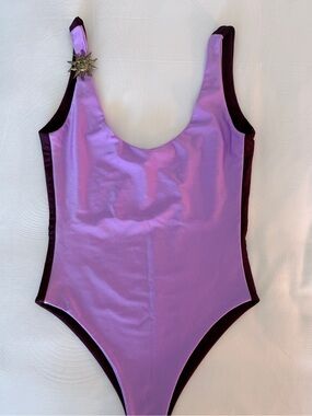 Women’s Purple One-Piece Swimsuit with Dark Trim (IT 38)